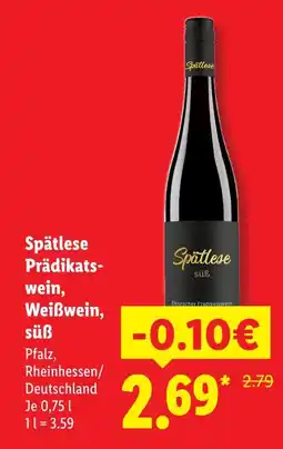 Lidl Spätlese prädikatswein, weißwein, süß Angebot