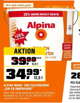 OBI ALPINA WAND- UND DECKENFARBE ,,DIN-EN INNENFARBE" Angebot