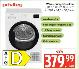 Marktkauf Privileg wärmepumpentrockner pd 8d wmb Angebot