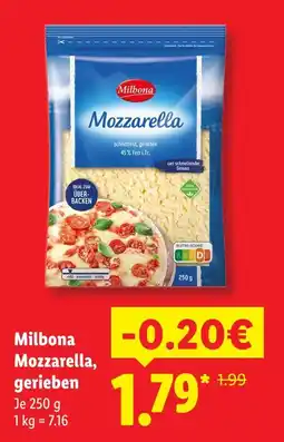 Lidl Milbona mozzarella, gerieben Angebot
