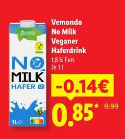 Lidl Vemondo no milk veganer haferdrink Angebot