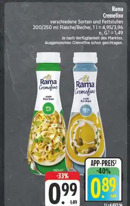 Edeka Rama cremfine zum kochen 7% fett Angebot