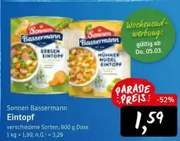 KONSUM Sonnen bassermann erbsen eintopf Angebot