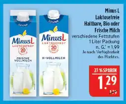Marktkauf Minus l laktosefreie haltbare, bio oder frische milch Angebot