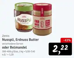 KONSUM Zentis Nusspli, Erdnuss Butter oder Belmandel Angebot