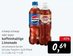 KONSUM schwip schwap oder pepsi koffeinhaltige Limonade Angebot