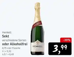 KONSUM Henkell Sekt oder Alkoholfrei Angebot