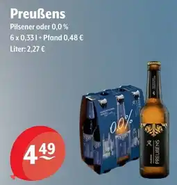 Getränke Hoffmann Preußens Pilsener oder 0,0% Angebot