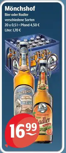 Getränke Hoffmann Mönchshof Bier oder Radler Angebot