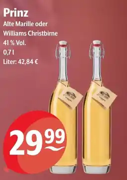 Getränke Hoffmann Prinz Alte Marille oder Williams Christbirne Angebot