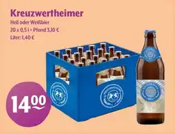 Getränke Hoffmann Kreuzwertheimer Hell oder Weißbier Angebot