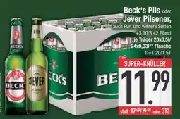 Edeka Beck's Pils oder Jever Pilsener Angebot