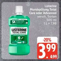 Edeka Listerine Mundspülung Total Care oder Advanced Angebot