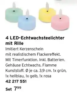 Tchibo 4 LED-Echtwachsteelichter mit Rille Angebot