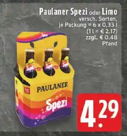Edeka Paulaner Spezi oder Limo Angebot
