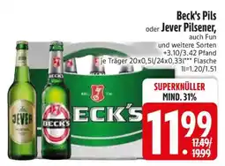 Edeka Beck's Pils oder Jever Pilsener Angebot