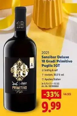 Lidl Sansibar Deluxe 18 Gradi Primitivo Puglia IGT Angebot