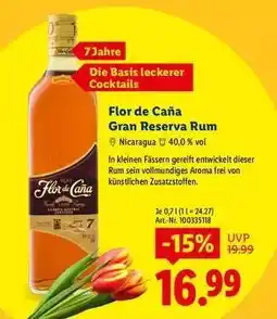 Lidl Flor de Caña Gran Reserva Rum Angebot