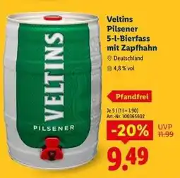 Lidl VELTINS PILSENER 5-L-BIERFASS MIT ZAPFHAHN Angebot