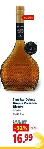 Lidl Sansibar Deluxe Grappa Prosecco Riserva Angebot