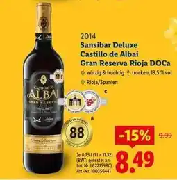 Lidl Sansibar Deluxe Castillo de Albai Gran Reserva Rioja DOCa Angebot