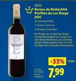 Lidl Barons de Rothschild Pavillon du Lac Rouge AOC Angebot