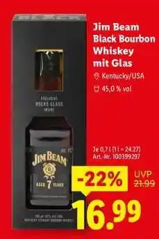 Lidl Jim Beam Black Bourbon Whiskey mit Glas Angebot
