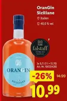 Lidl OranGin Siciliane Angebot