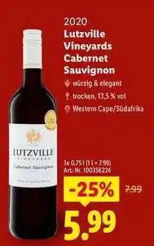 Lidl Lutzville Vineyards Cabernet Sauvignon Angebot