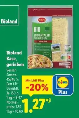 Lidl Bioland Käse, gerieben Angebot