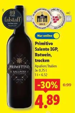 Lidl Primitivo Salento IGP, Rotwein, trocken Angebot