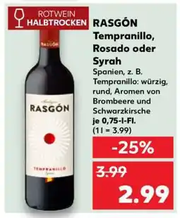 Kaufland RASGÓN Tempranillo, Rosado oder Syrah Angebot