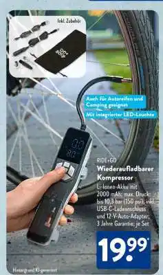 Aldi Süd RIDE+GO Wiederaufladbarer Kompressor Angebot