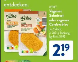 Aldi Süd MYWAY Veganes Schnitzel oder veganes Cordon bleu Angebot