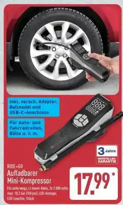 Aldi Nord RIDE+GO Aufladbarer Mini-Kompressor Angebot