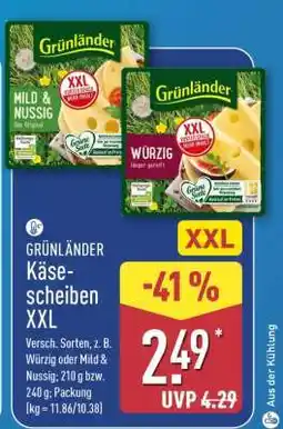 Aldi Nord GRÜNLÄNDER Käse-scheiben XXL Angebot