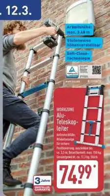 Aldi Nord WORKZONE Alu-Teleskopleiter Angebot