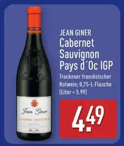 Aldi Nord JEAN GINER Cabernet Sauvignon Pays d'Oc IGP Angebot