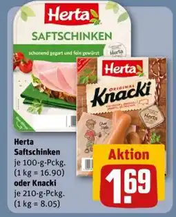 REWE Herta Saftschinken oder Knacki Angebot