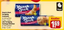 REWE Knack & Back Fertigteig Croissants oder Fertigteig Sonntags-Brötchen Angebot