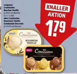 REWE Langnese Cremissimo Bourbon Vanille oder Cremissimo Haselnuss Vanilla Schokolade Eiscreme Angebot