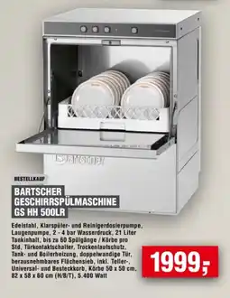 Handelshof BARTSCHER GESCHIRRSPÜLMASCHINE GS HH 500LR Angebot