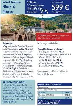 Aldi Süd Individ. Radreise Rhein & Neckar Angebot