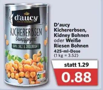 Combi D'aucy Kichererbsen, Kidney Bohnen oder Weiße Riesen Bohnen 425ml Angebot