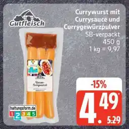 Edeka Currywurst mit Currysauce und Currygewürzpulver Angebot
