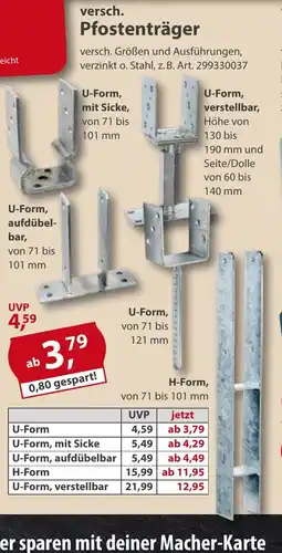 Sonderpreis Baumarkt versch. Pfostenträger Angebot