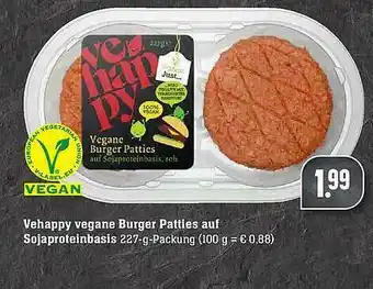 Scheck-in-Center Vehappy Vegane Burger Patties Auf Sojaproteinbasis Angebot