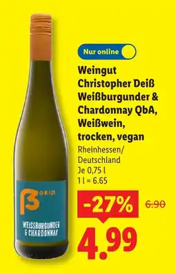 Lidl Weingut christopher deiß weißburgunder & chardonnay qba Angebot