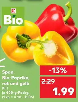 Kaufland Bio span. bio-paprika, rot und gelb Angebot