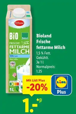 Lidl Milbona bioland frische fettarme milch Angebot